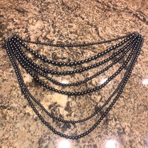 7 Strand Grey Faux Pearl Necklace